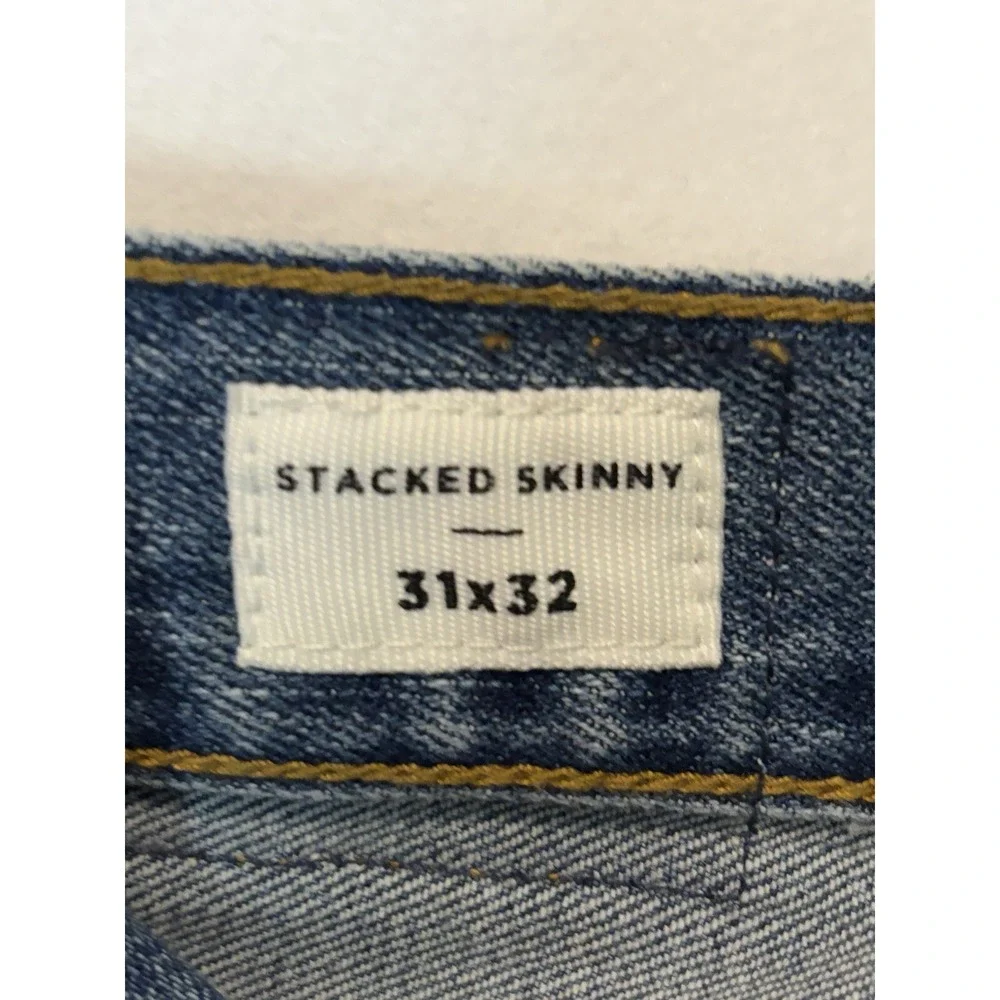 Pacsun Jeans Mens 31x32 Black Stacked Skinny Dark Wash Distressed‎ Pants